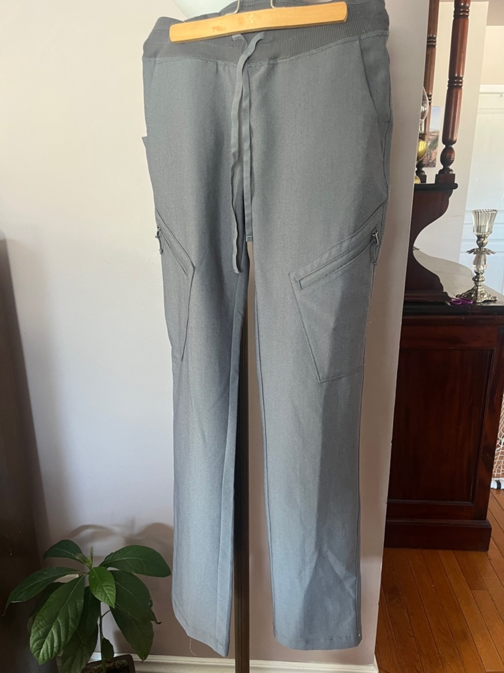 Women’s Gray Utility Trousers with Zip Pockets